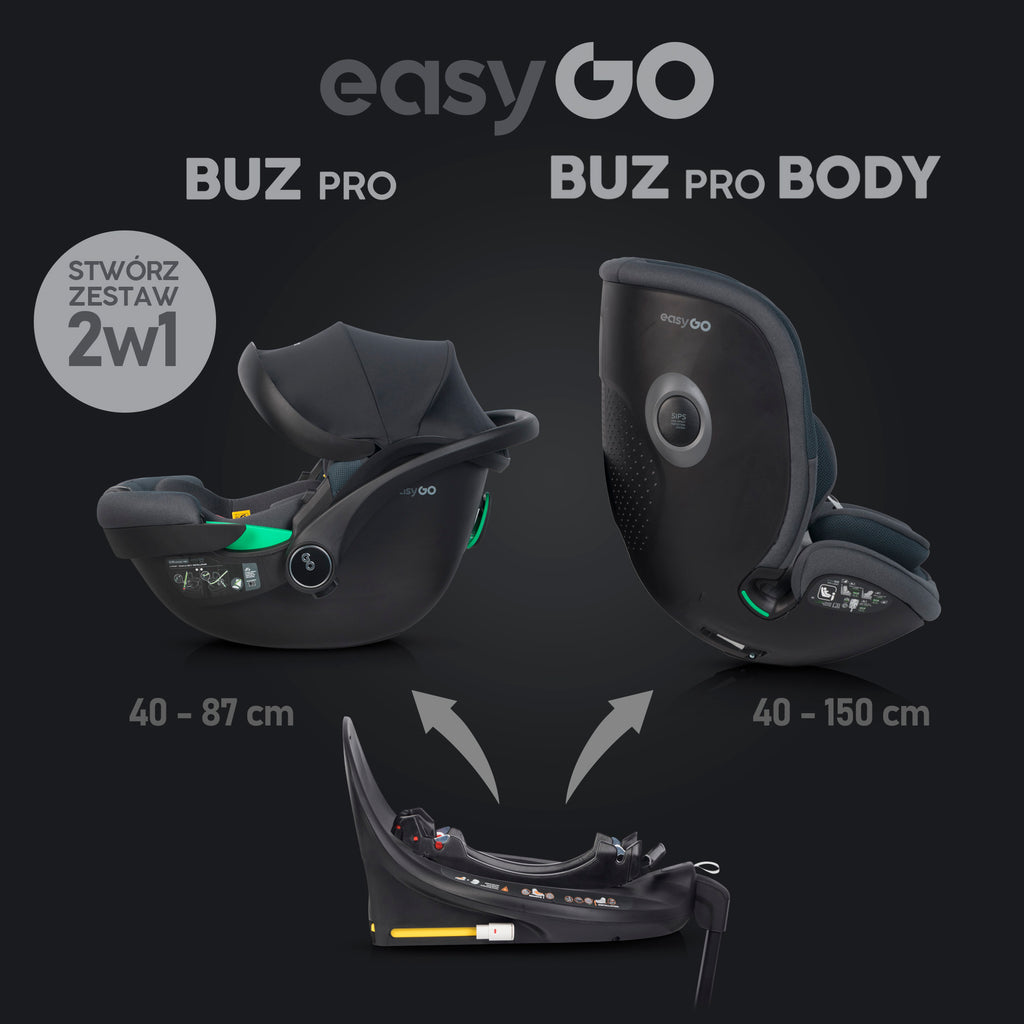 EasyGo BUZ PRO BODY i-Size autósülés 40–150 cm – Granito