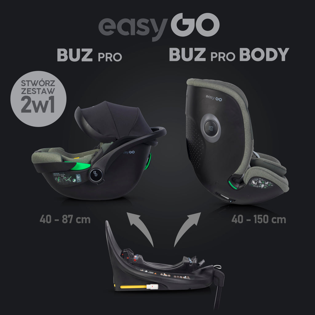 EasyGo BUZ PRO BODY i-Size autósülés 40–150 cm – Greener