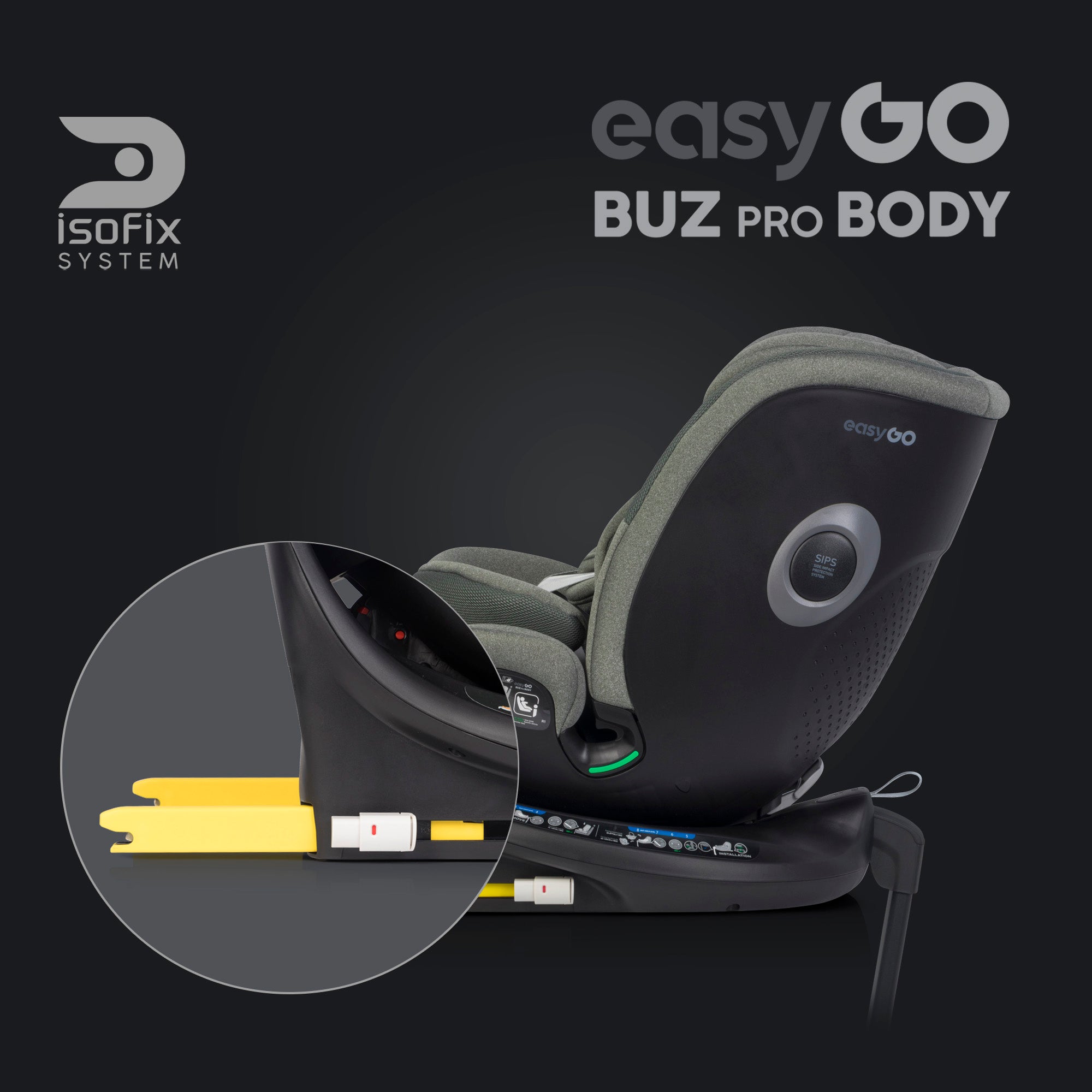 EasyGo BUZ PRO BODY i-Size autósülés 40–150 cm – Greener