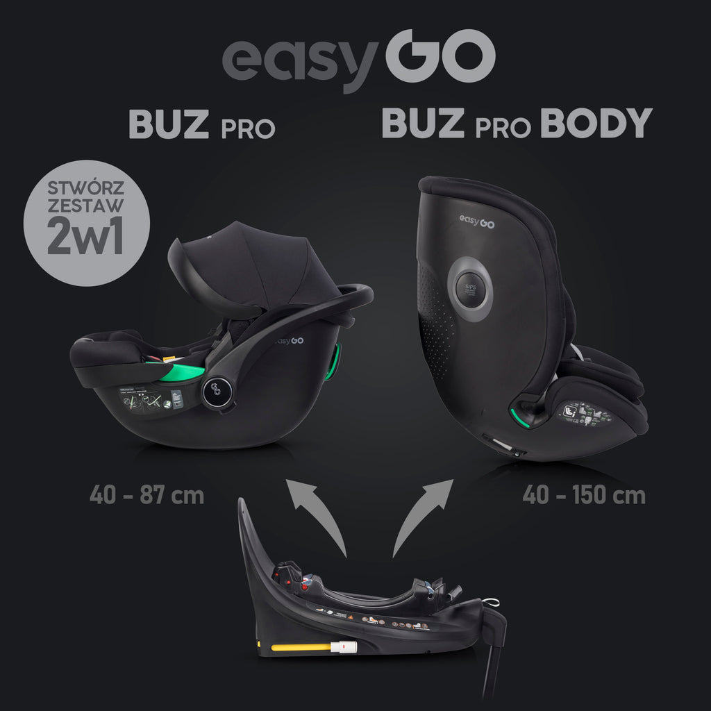 EasyGo BUZ PRO BODY i-Size autósülés 40–150 cm – Ink