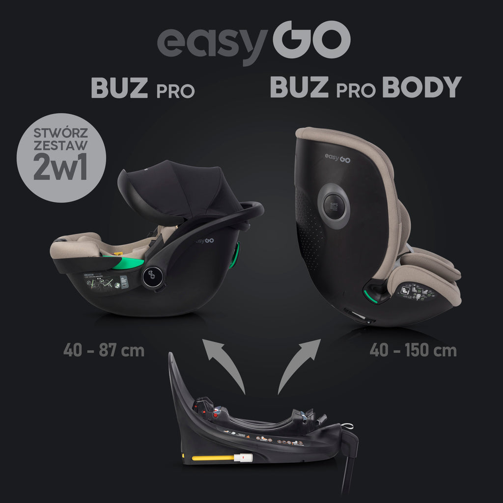 EasyGo BUZ PRO BODY i-Size autósülés 40–150 cm – Taupe