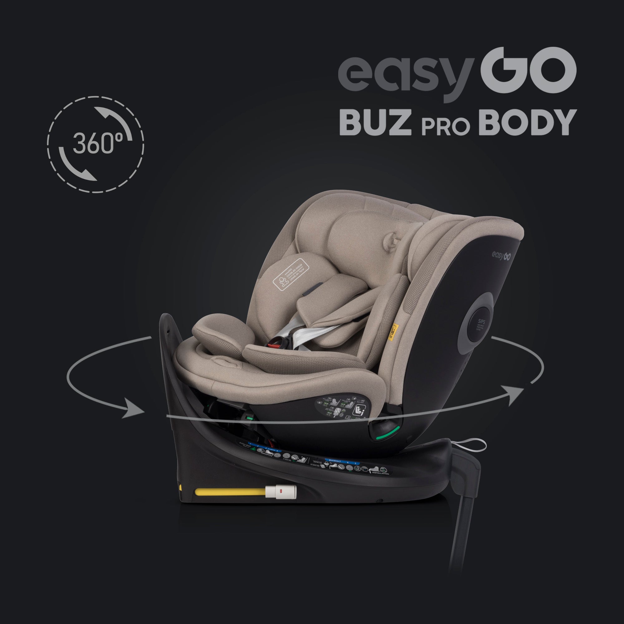 EasyGo BUZ PRO BODY i-Size autósülés 40–150 cm – Taupe