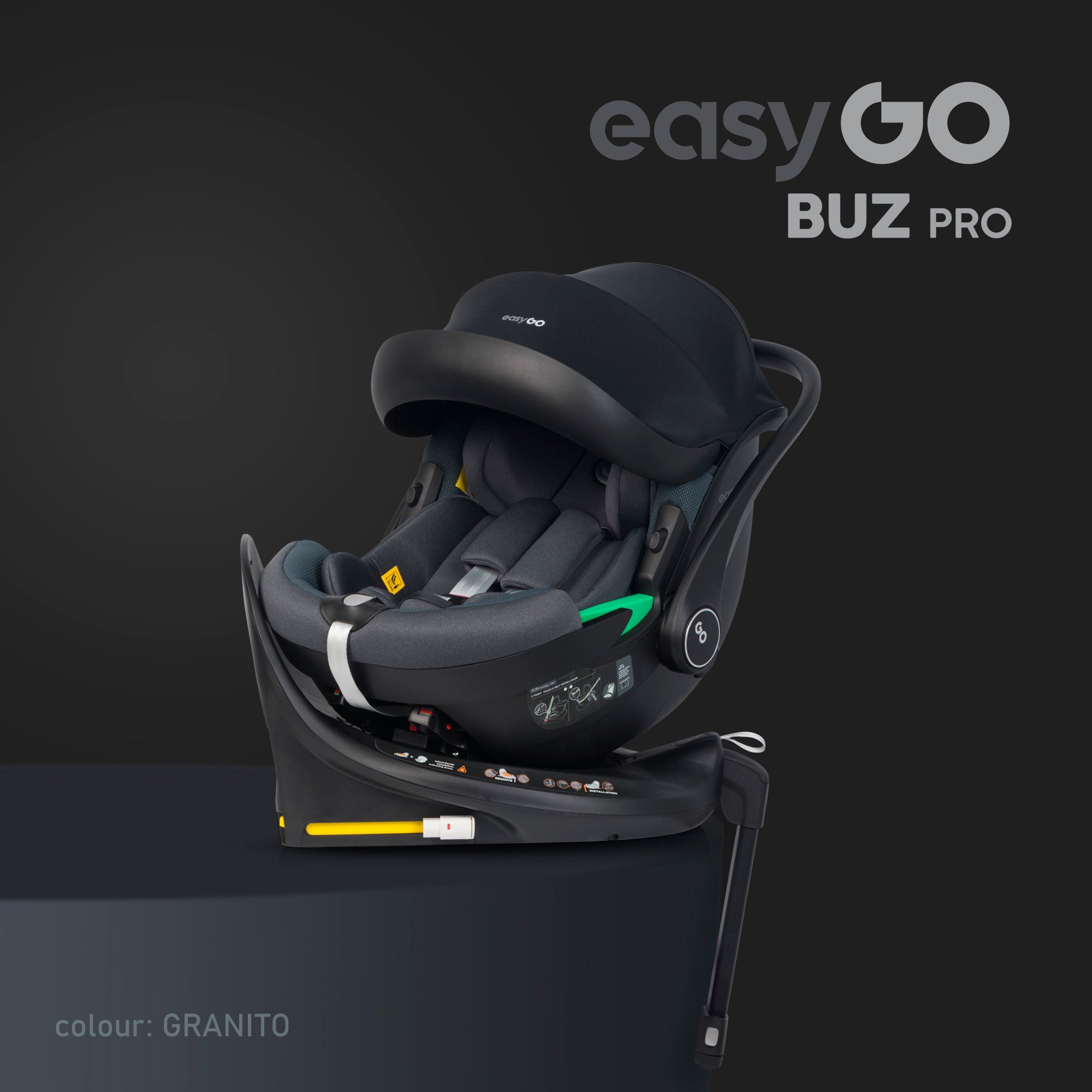 EasyGo Buz Pro i-Size autós hordozó forgatható ISOFIX bázistalppal – Granito