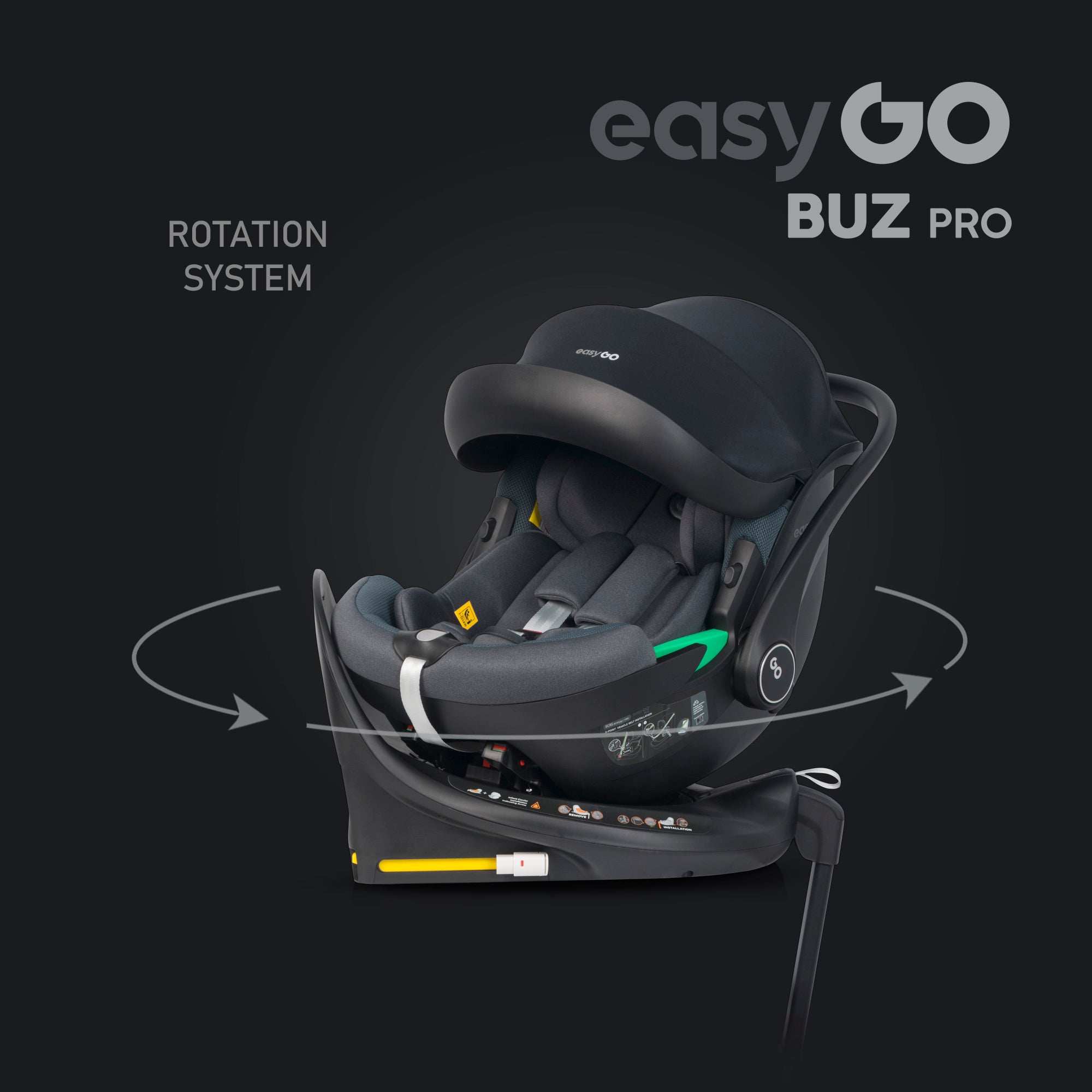 EasyGo Buz Pro i-Size autós hordozó forgatható ISOFIX bázistalppal – Granito
