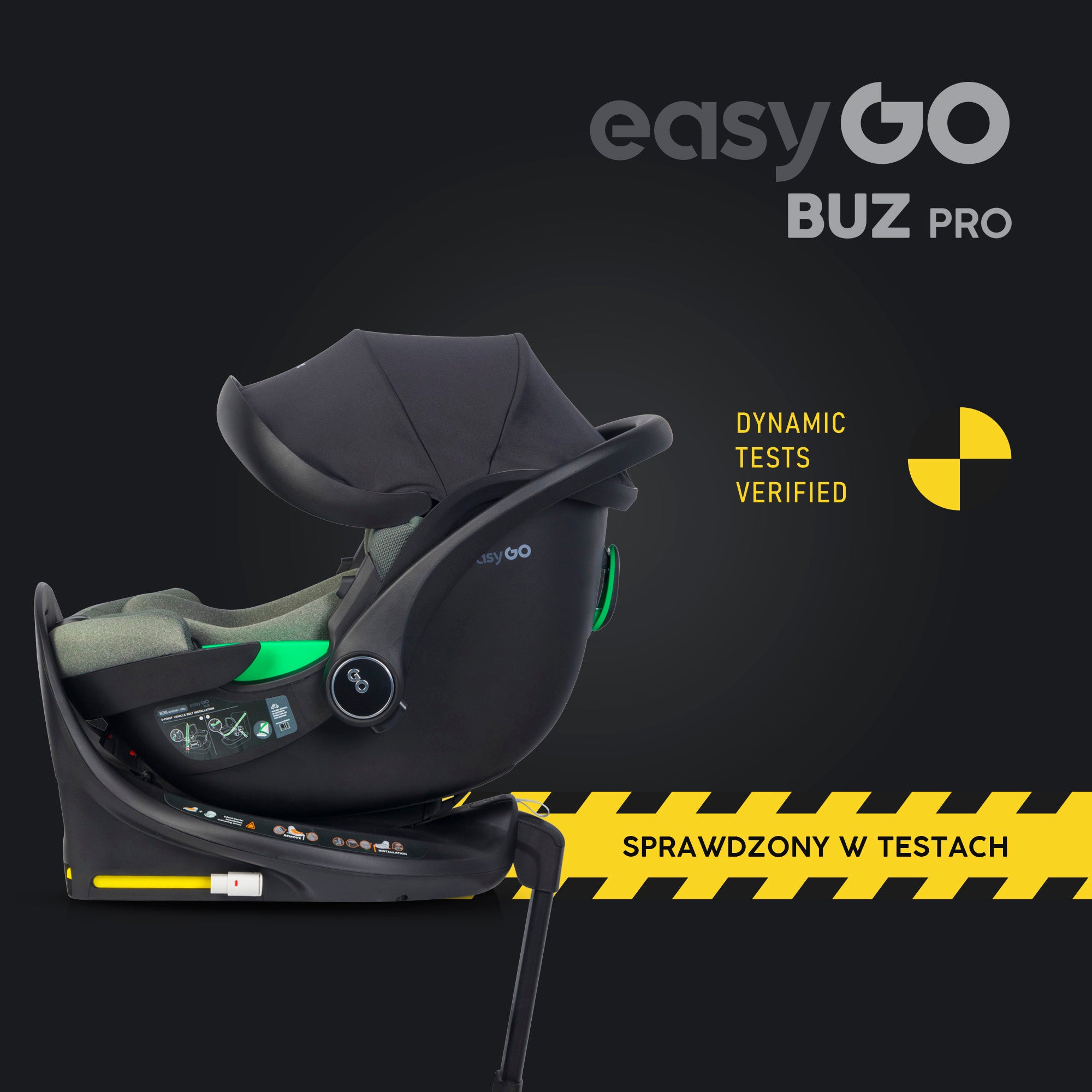 EasyGo Buz Pro i-Size autós hordozó forgatható ISOFIX bázistalppal – Greener