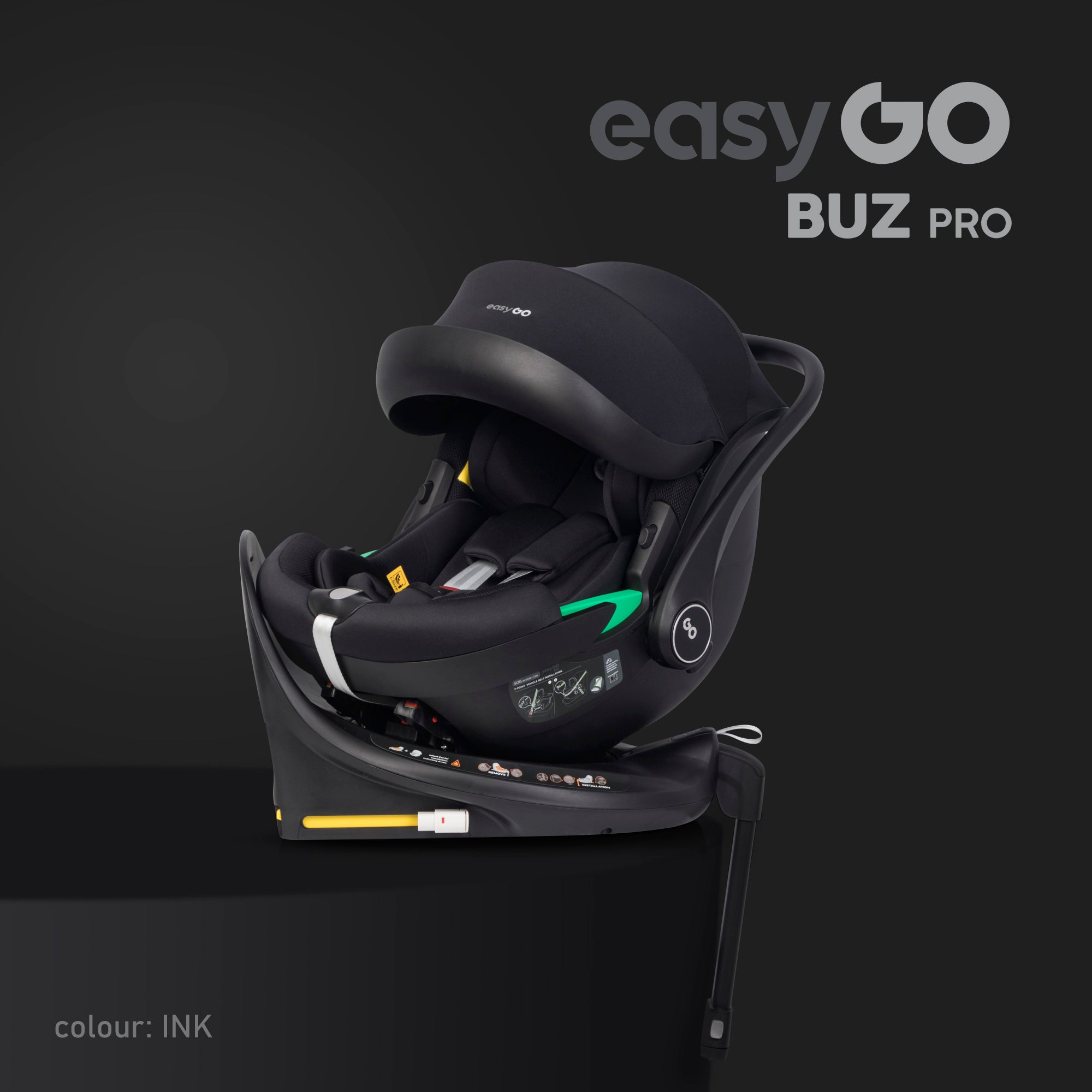 EasyGo Buz Pro i-Size autós hordozó forgatható ISOFIX bázistalppal – Ink