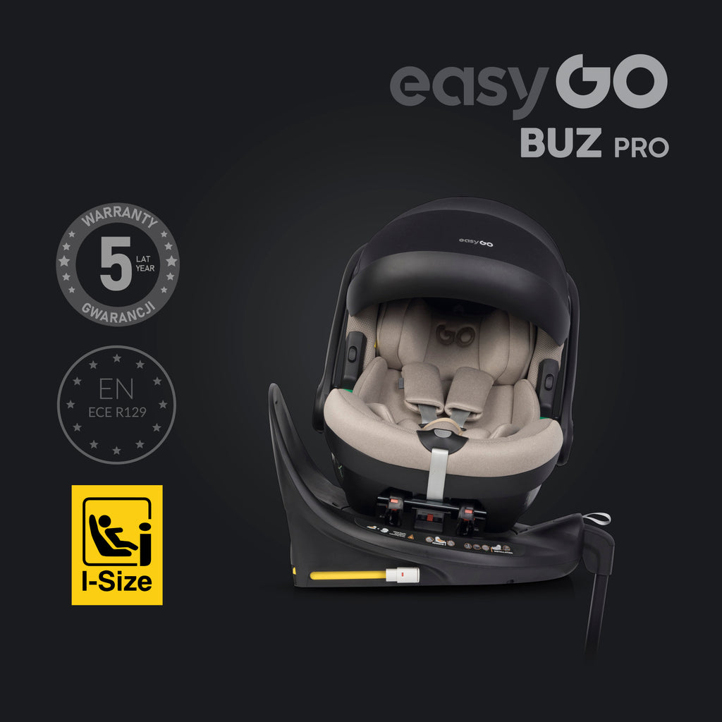 EasyGo Buz Pro i-Size autós hordozó forgatható ISOFIX bázistalppal – Taupe