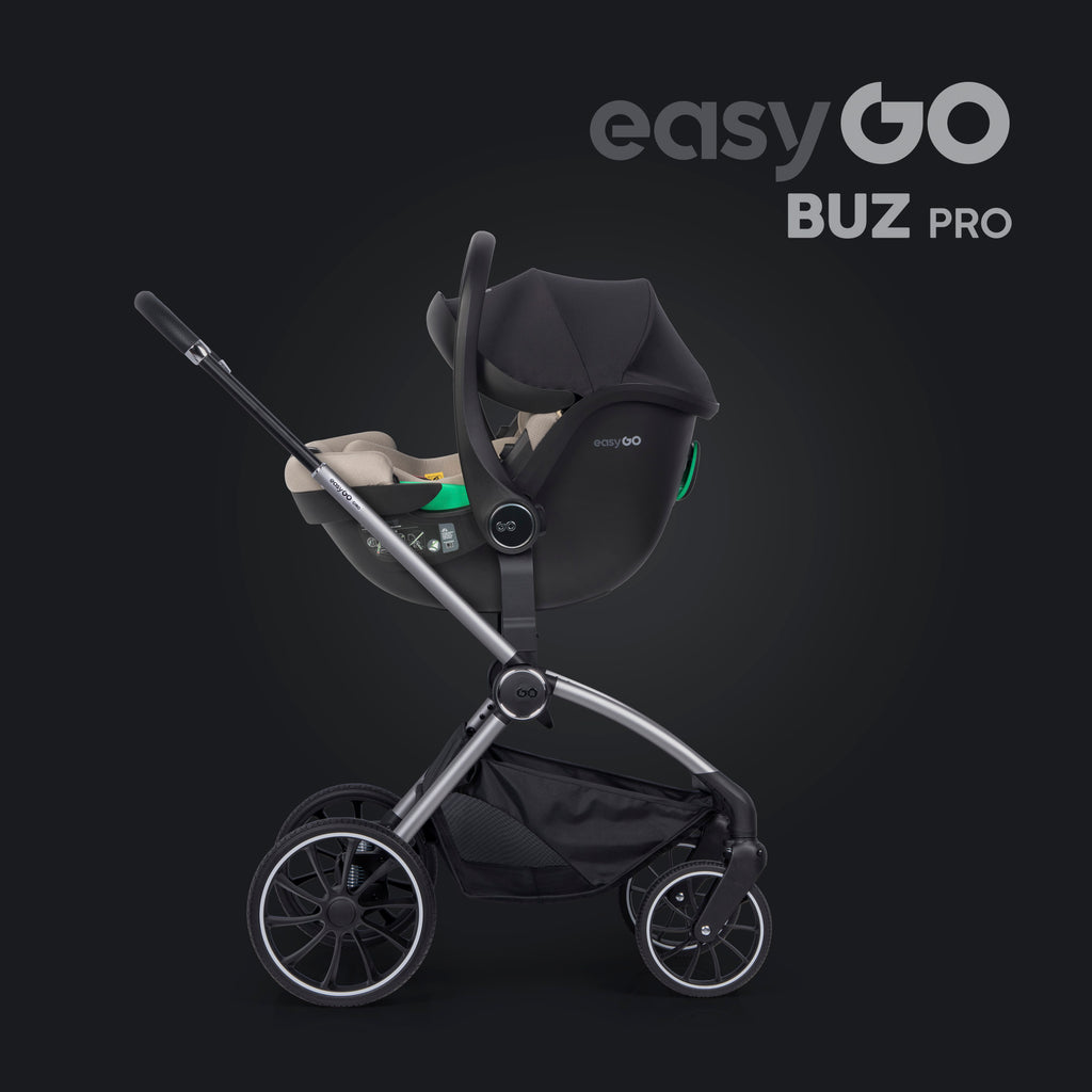 EasyGo Buz Pro i-Size autós hordozó forgatható ISOFIX bázistalppal – Taupe