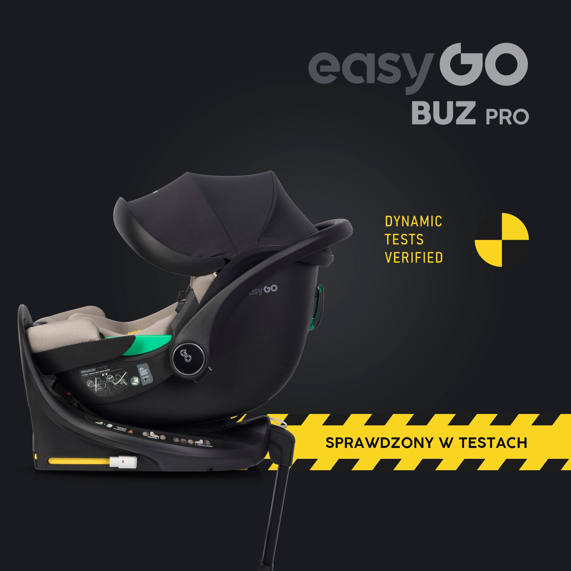EasyGo Buz Pro i-Size autós hordozó forgatható ISOFIX bázistalppal – Taupe