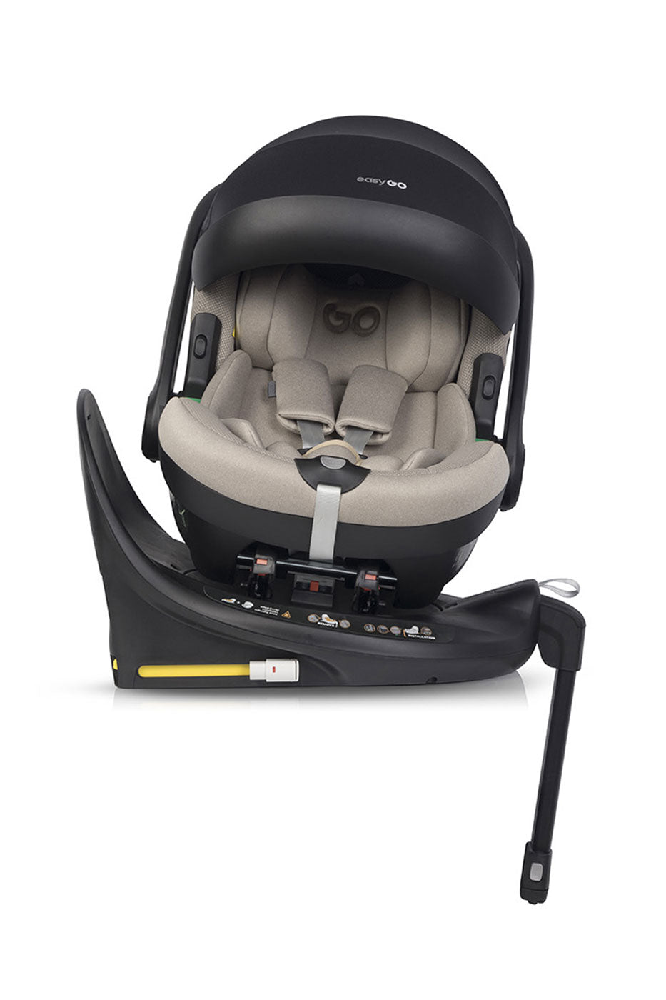 EasyGo Buz Pro i-Size autós hordozó forgatható ISOFIX bázistalppal – Taupe