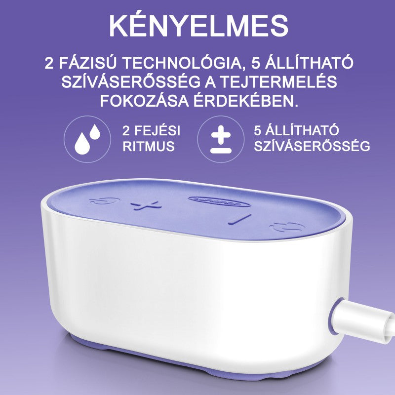 Lansinoh 2 fázisú kompakt elektromos mellszívó + 160 ml cumisüveg szettben