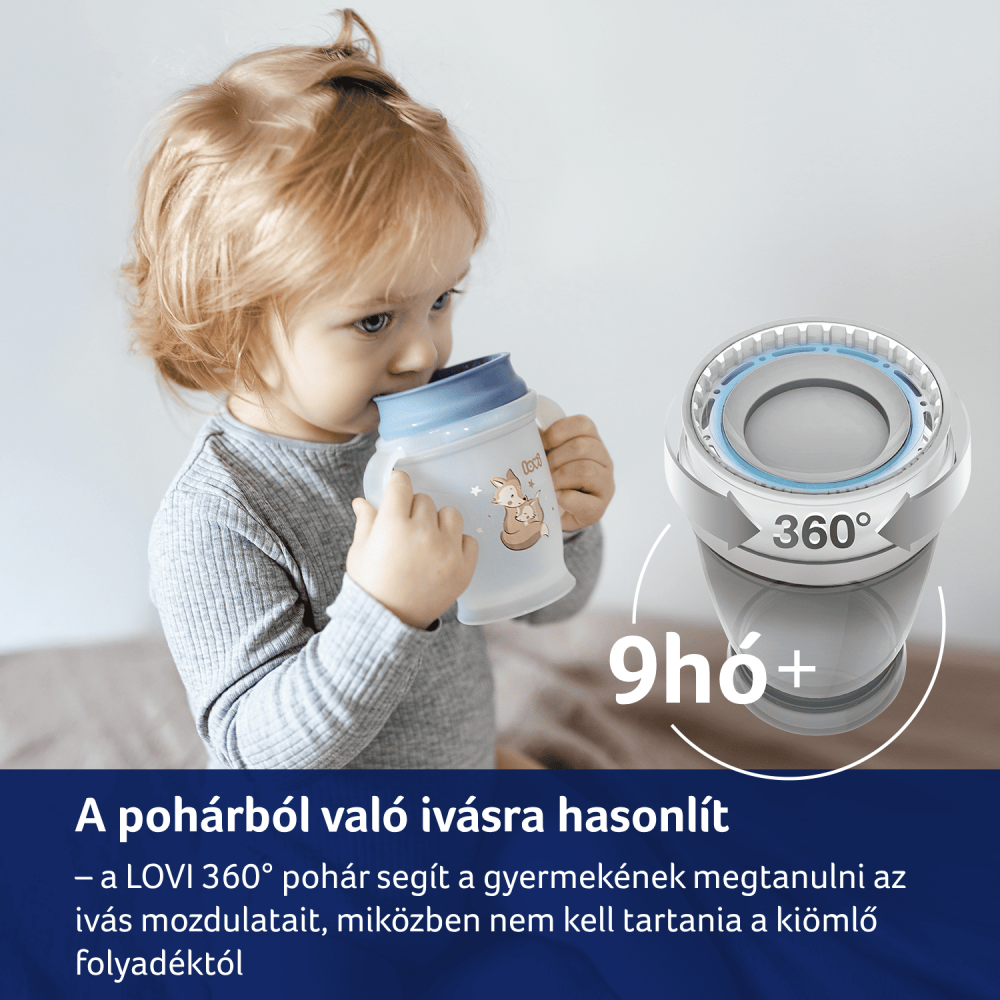 LOVI 360° Itatópohár világító fülekkel NIGHT&DAY 250ml fiú