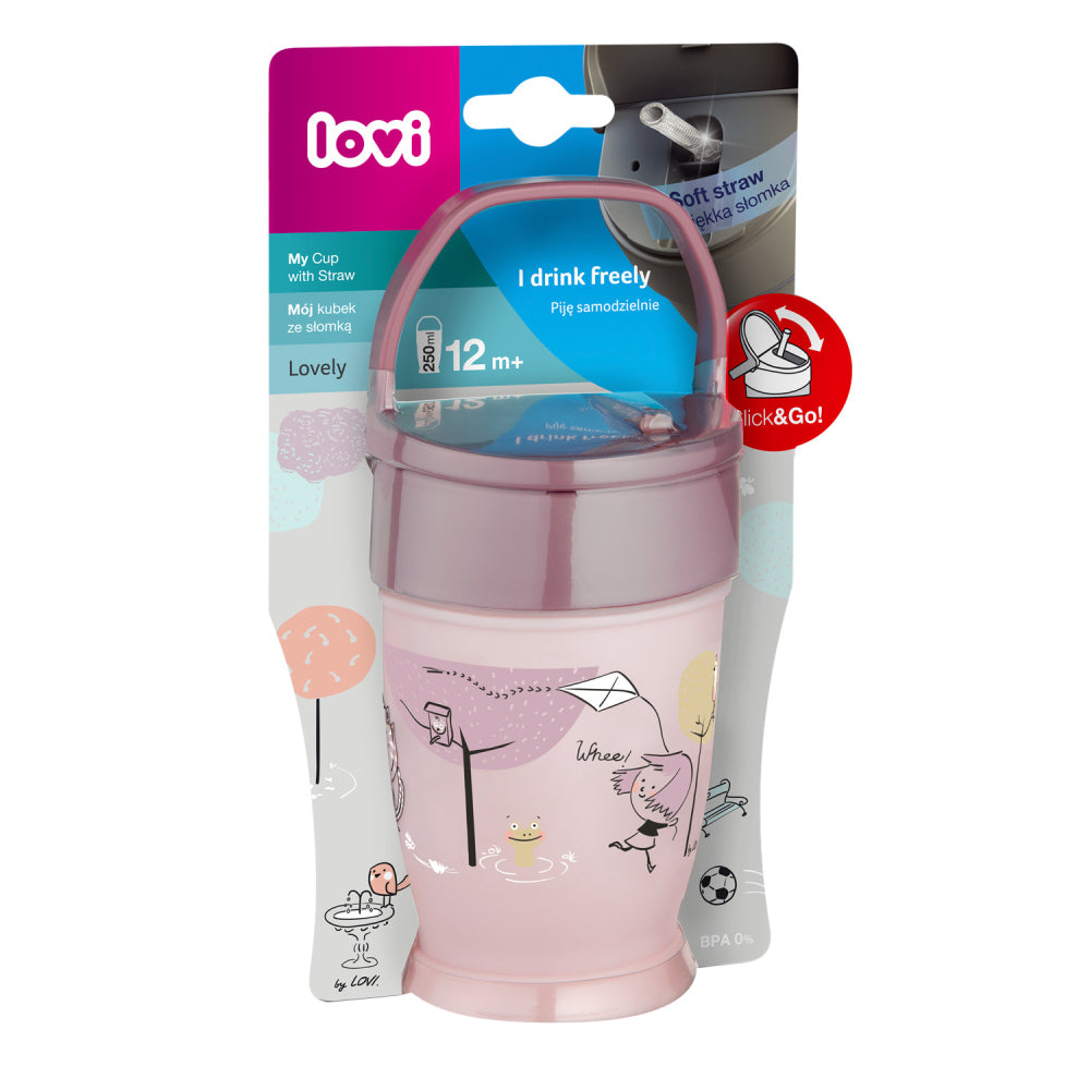 LOVI Szívószálas itatópohár JUNIOR 250 ml Lovely lány