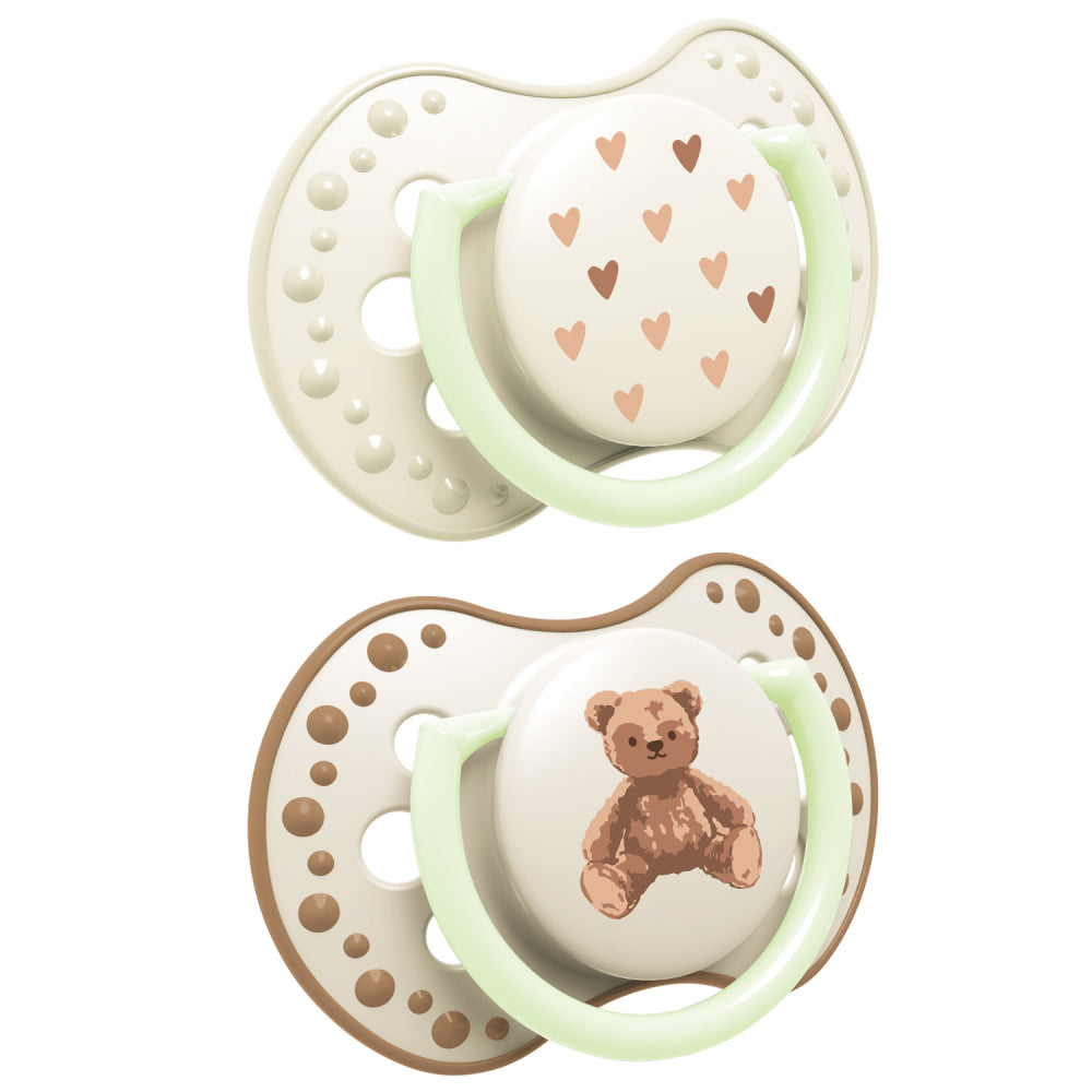 LOVI világító dinamikus szilikon cumi TEDDY LOVE 18hó+ 2 db