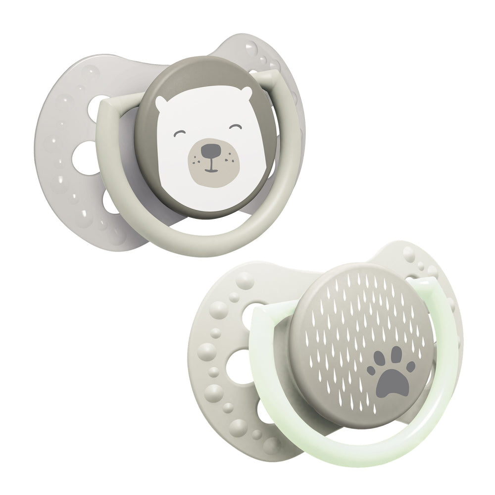 LOVI Világító mini szilikon dinamikus cumi BUDDY BEAR 0-2hó 2db