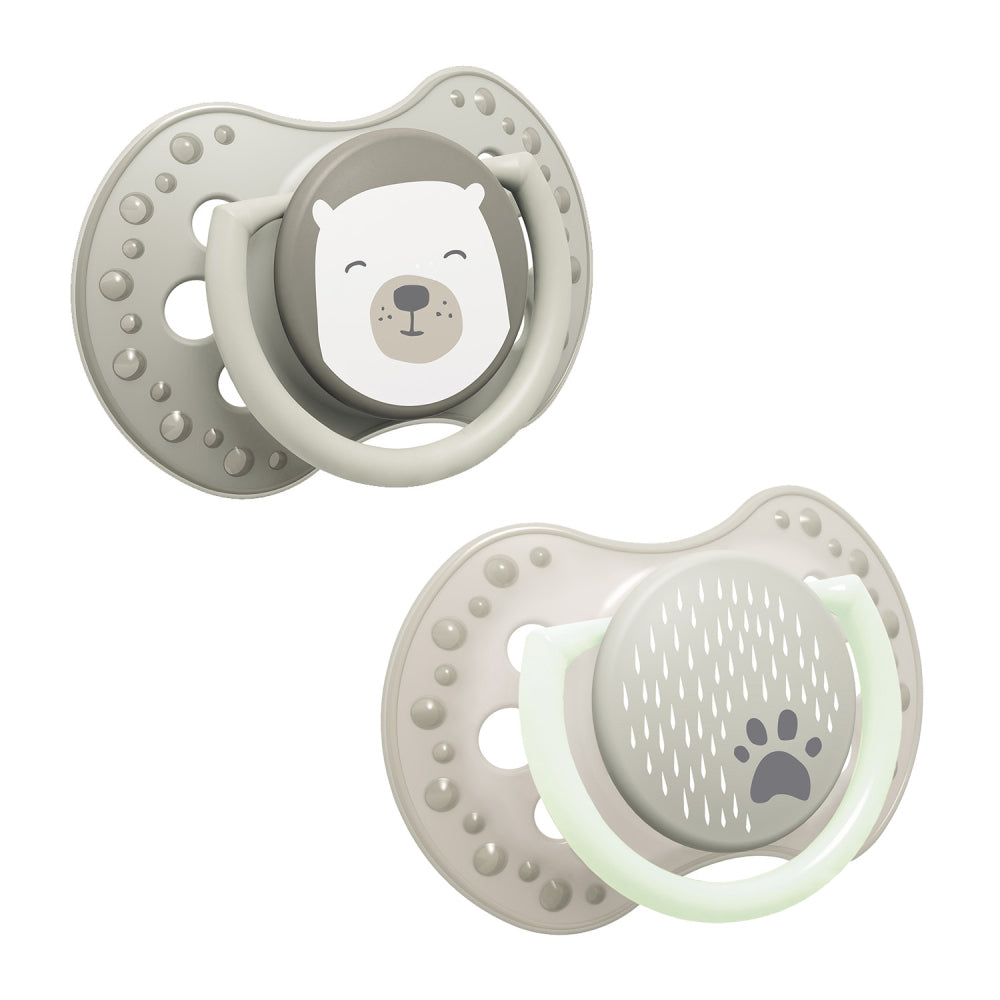LOVI Világító szilikon dinamikus cumi BUDDY BEAR 6-18hó 2 db