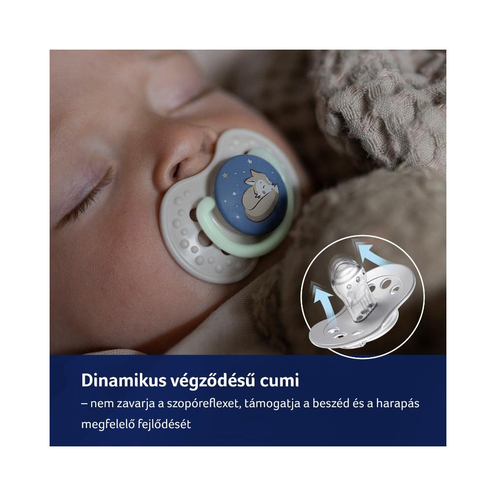 LOVI Világító szilikon dinamikus cumi NIGHT&DAY 6-18hó 2db lány