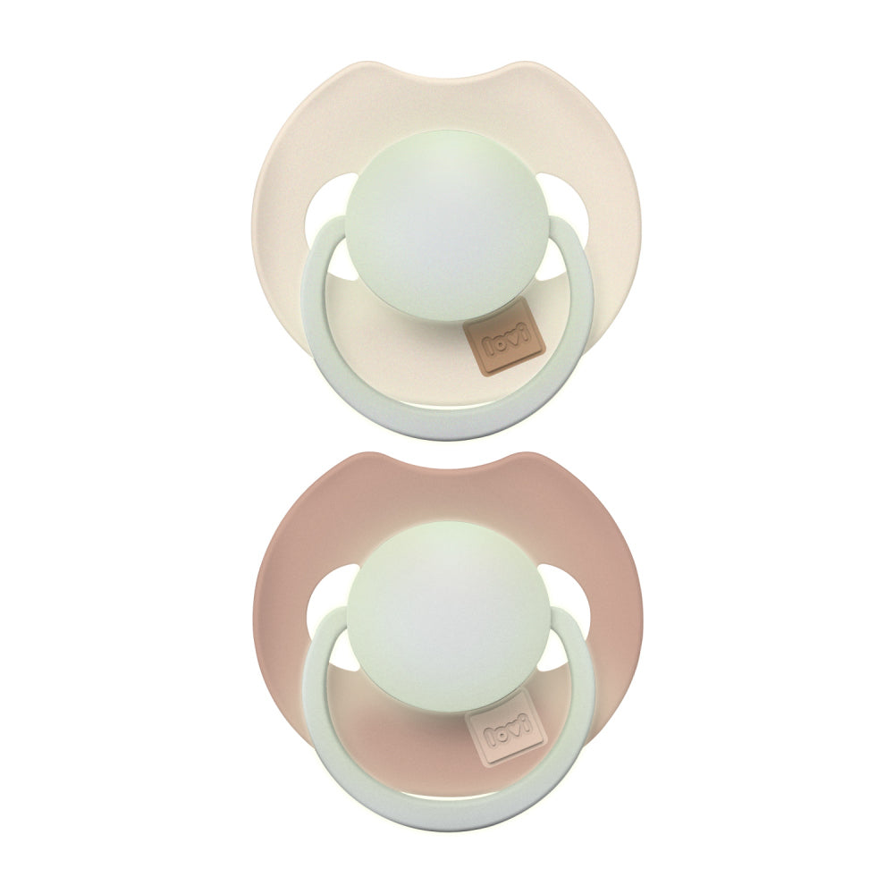 LOVI Világító szilikon dinamikus cumi PRIME 18hó+ 2db Ivory/Blush