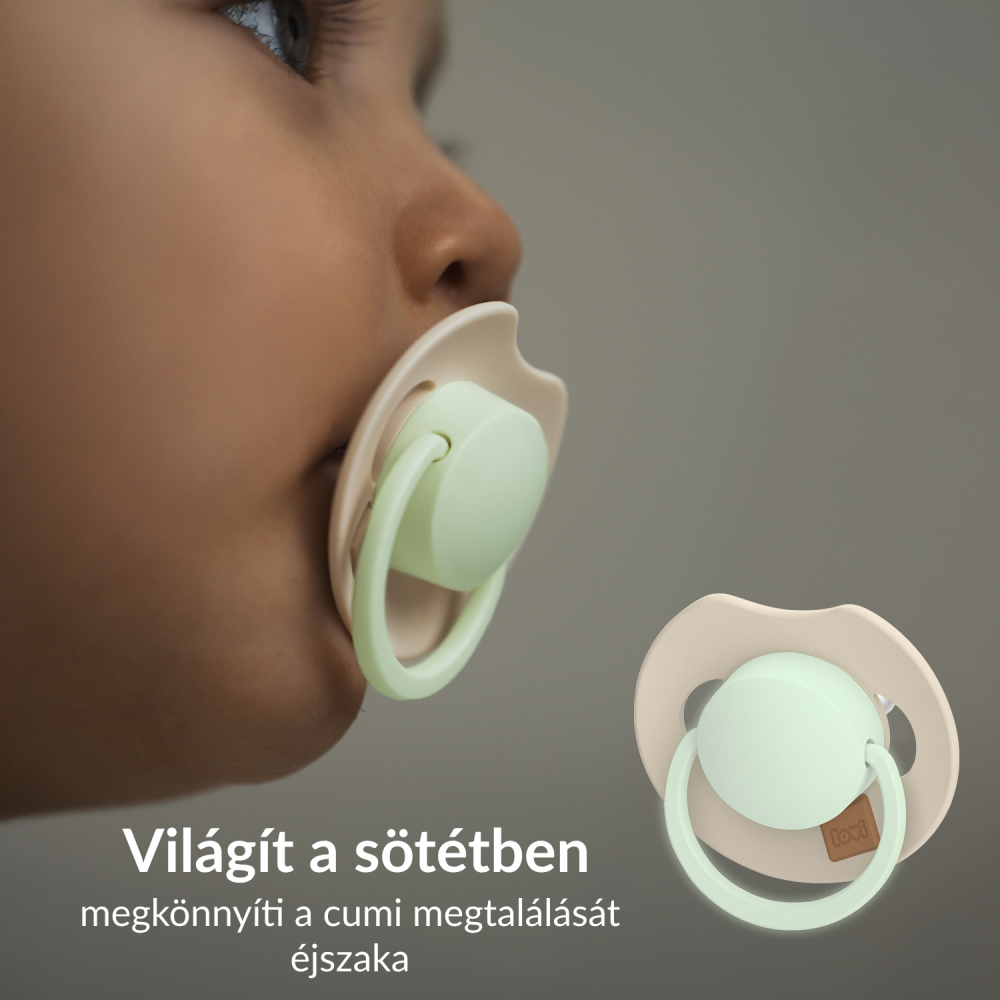 LOVI Világító szilikon dinamikus cumi PRIME 18hó+ 2db Ivory/Blush