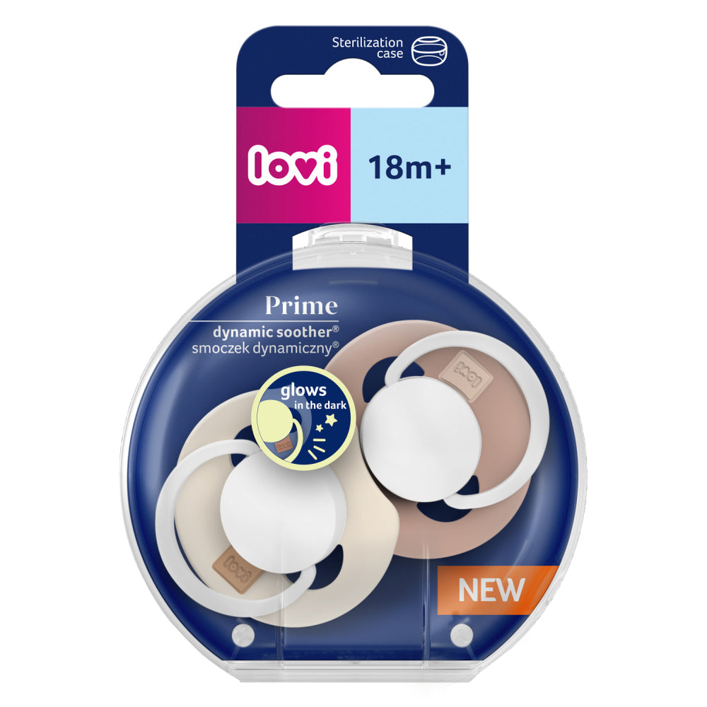 LOVI Világító szilikon dinamikus cumi PRIME 18hó+ 2db Ivory/Blush