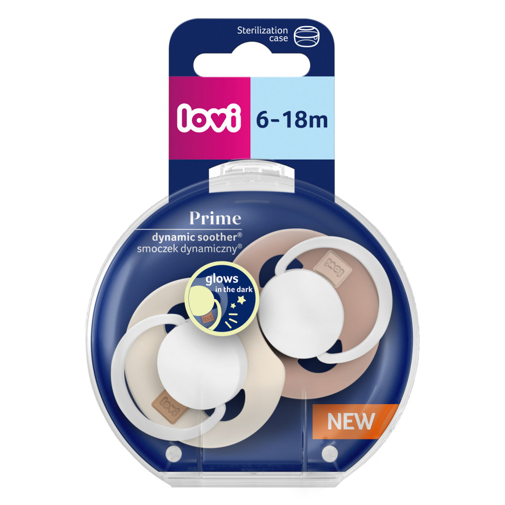 LOVI Világító szilikon dinamikus cumi PRIME 6-18hó 2db Ivory/Blush
