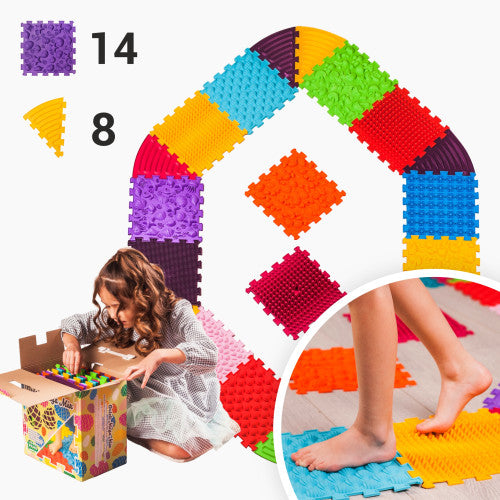 Szenzoros szőnyeg Ortek Puzzle 14 elem + 8 Háromszög
