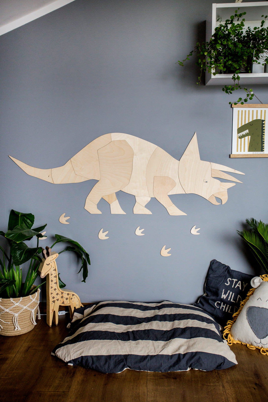 Cut It Now Triceratops fa faldekoráció – Origami dinoszaurusz