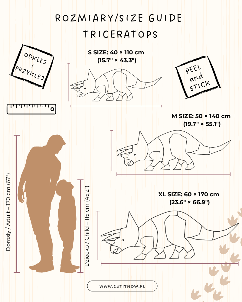 Cut It Now Triceratops fa faldekoráció – Origami dinoszaurusz
