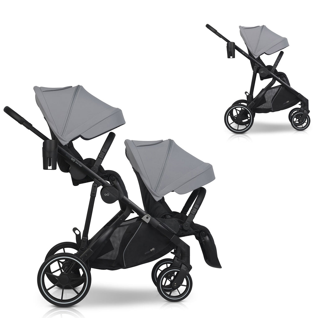 EasyGo Duoflex iker és testvér sport babakocsi 2 üléssel – Cloudy Gray