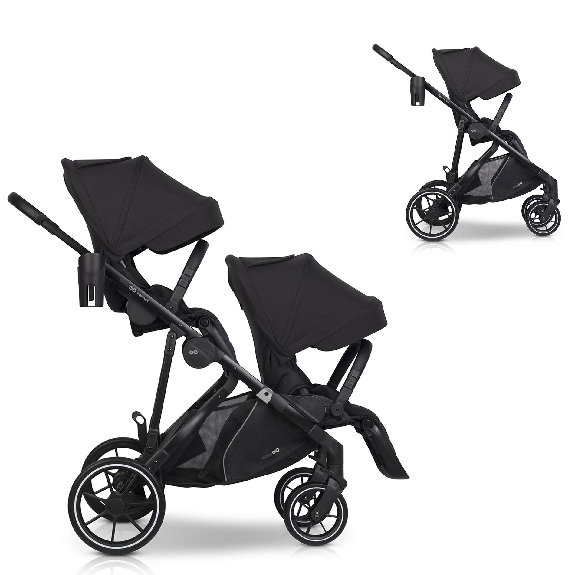EasyGo Duoflex iker és testvér sport babakocsi 2 üléssel – Ebony Black