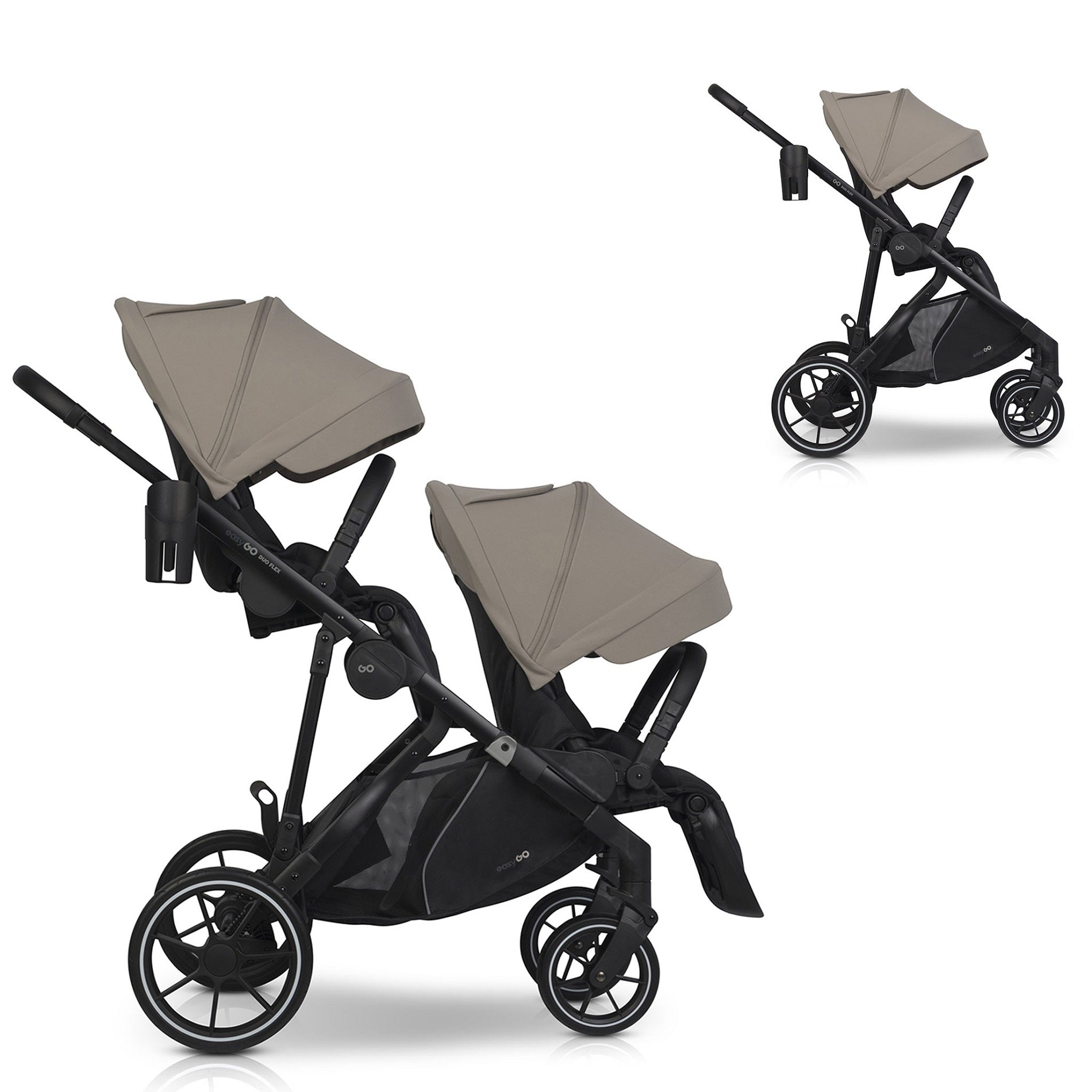 EasyGo Duoflex iker és testvér sport babakocsi 2 üléssel – Savana Beige