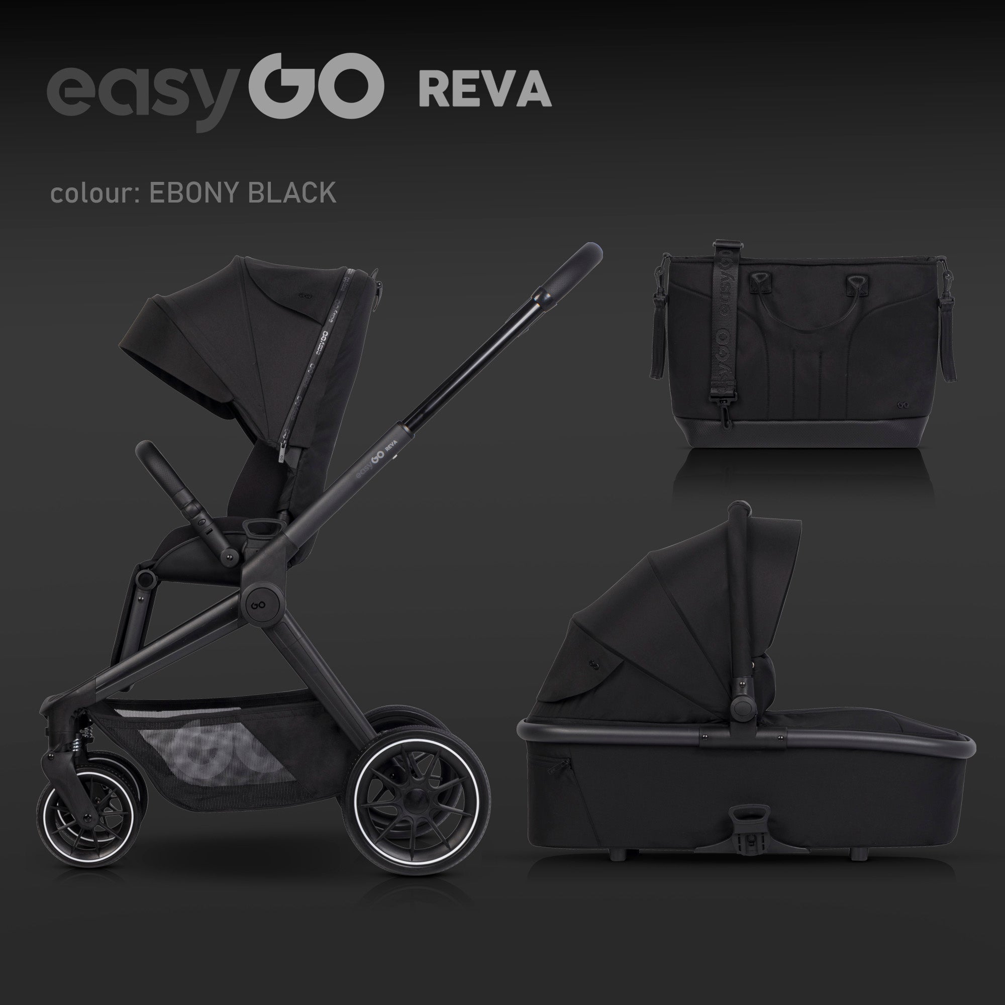 EasyGo REVA 2in1 babakocsi – Ebony Black