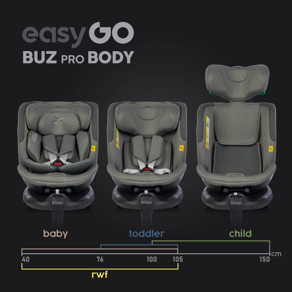 EasyGo Buz Pro + Buz Pro Body 2in1 autósülés szett ISOFIX bázissal – Greener