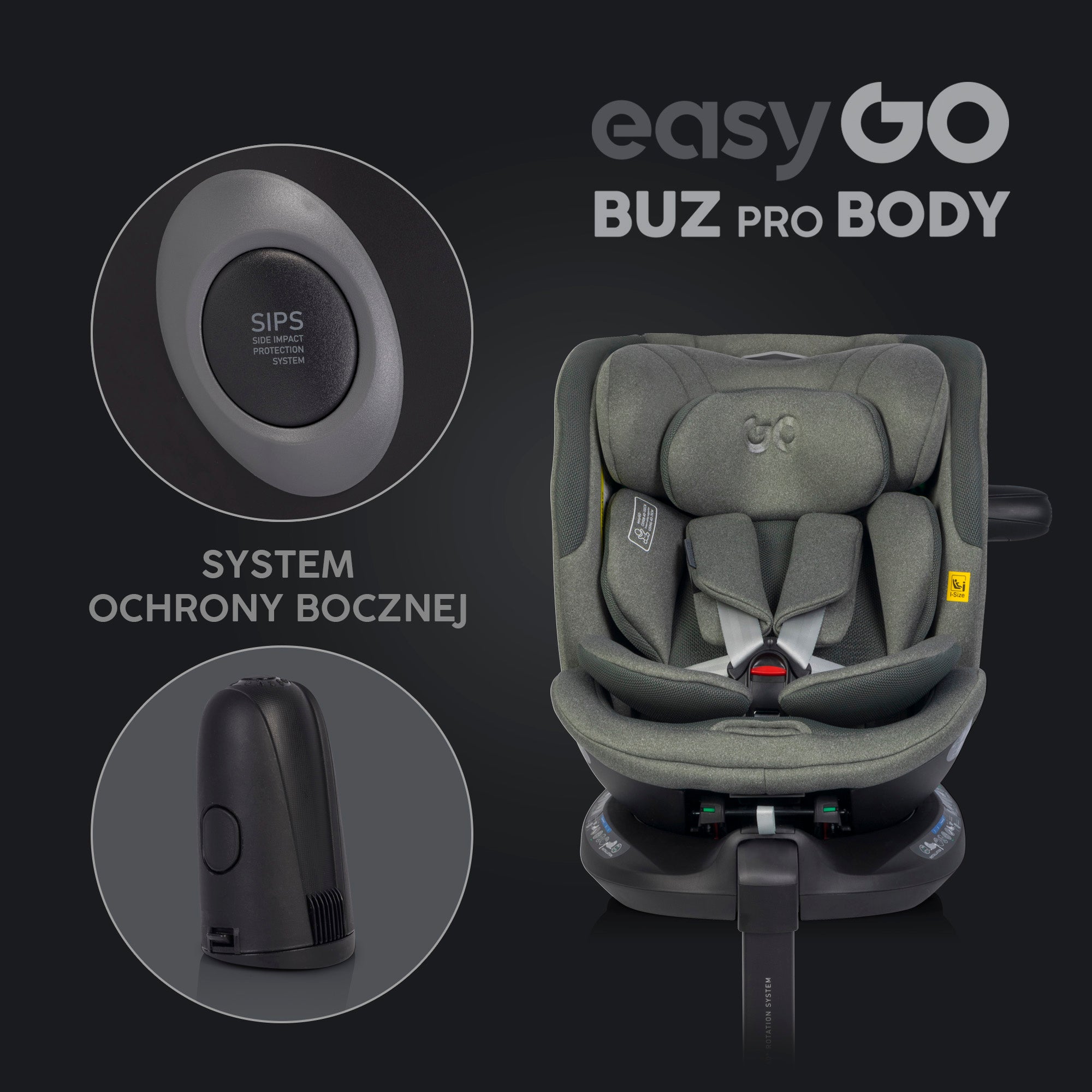 EasyGo Buz Pro + Buz Pro Body 2in1 autósülés szett ISOFIX bázissal – Greener
