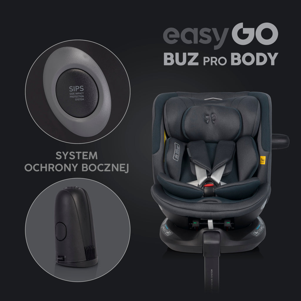 EasyGo Buz Pro + Buz Pro Body 2in1 autósülés szett ISOFIX bázissal – Granito