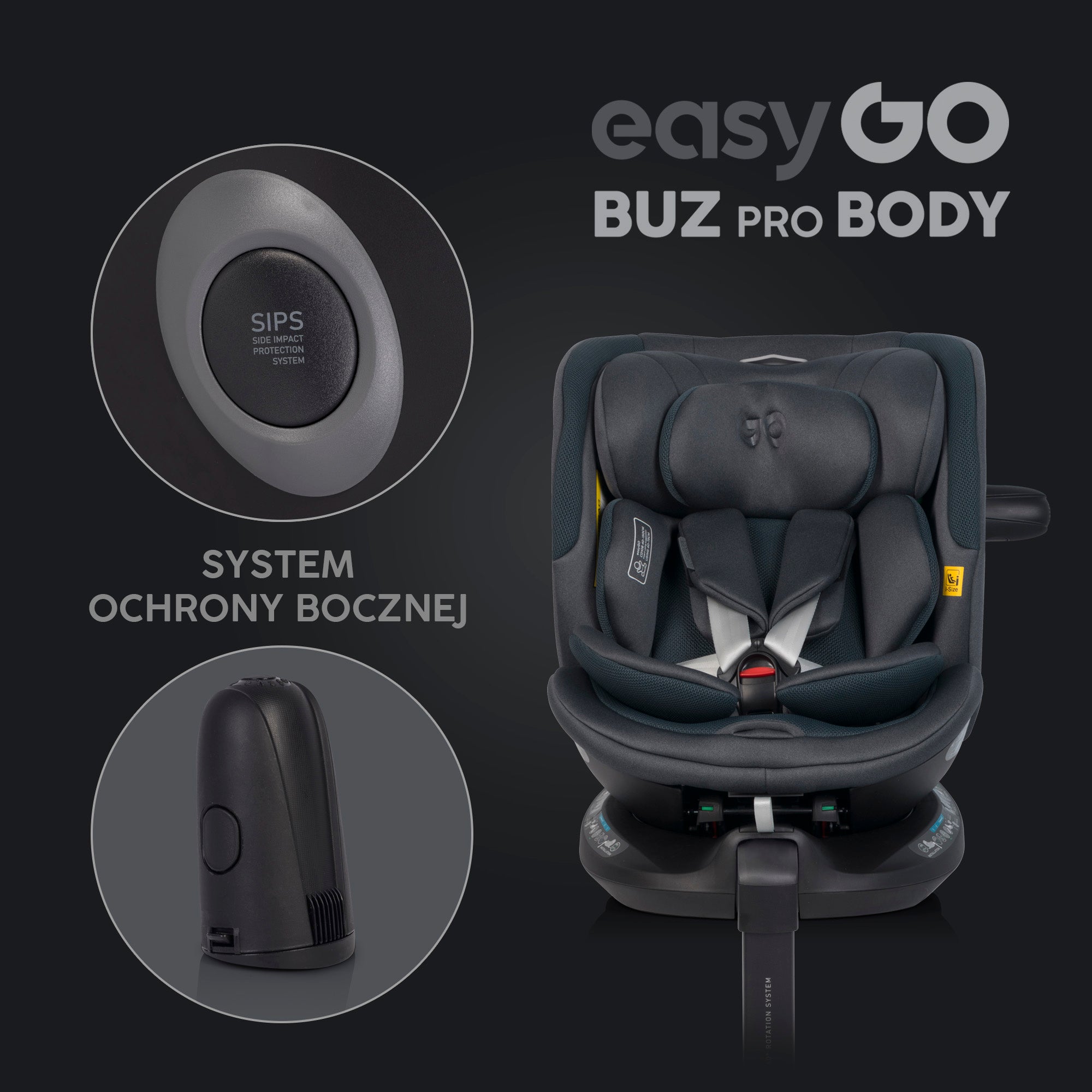 EasyGo Buz Pro + Buz Pro Body 2in1 autósülés szett ISOFIX bázissal – Granito