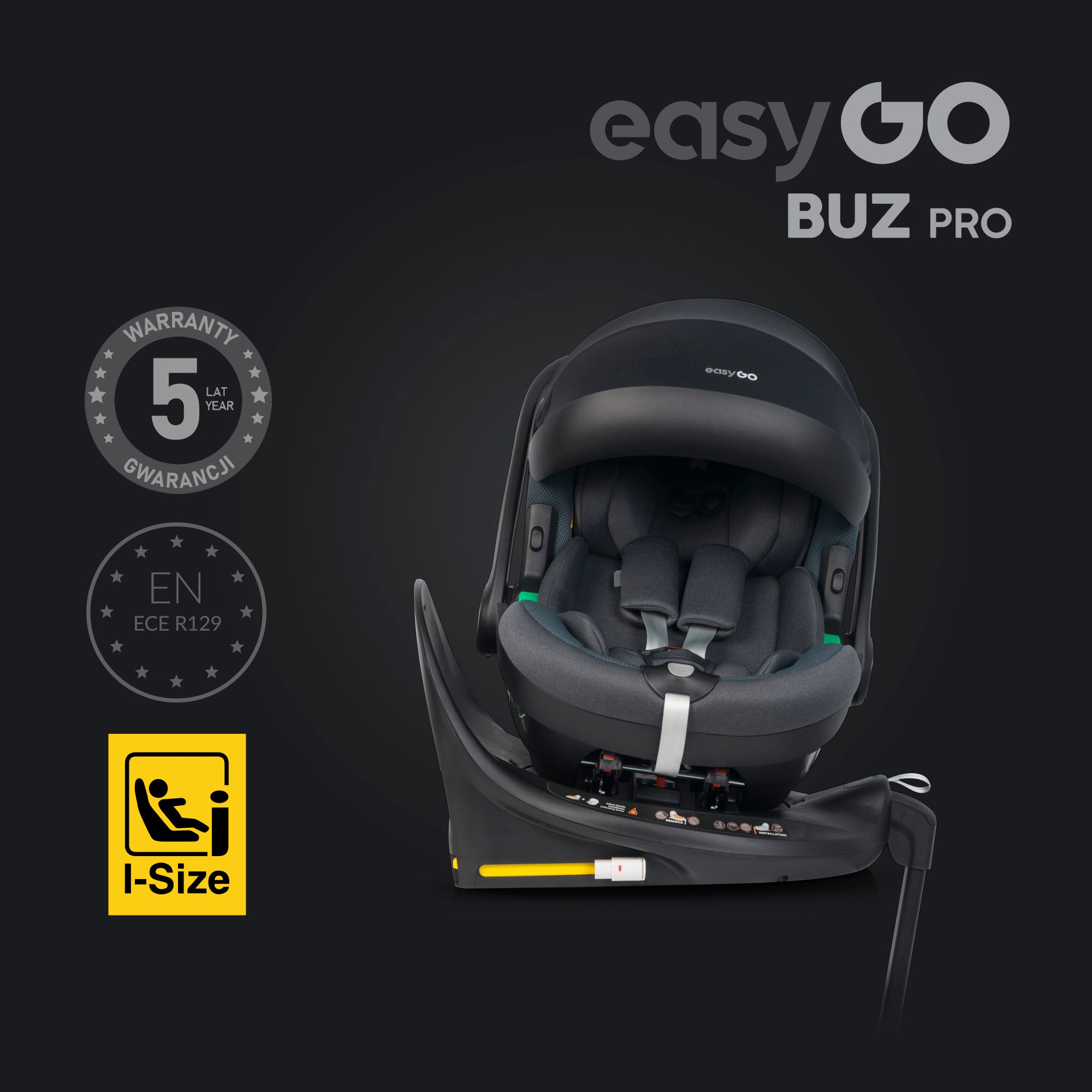 EasyGo Buz Pro + Buz Pro Body 2in1 autósülés szett ISOFIX bázissal – Granito