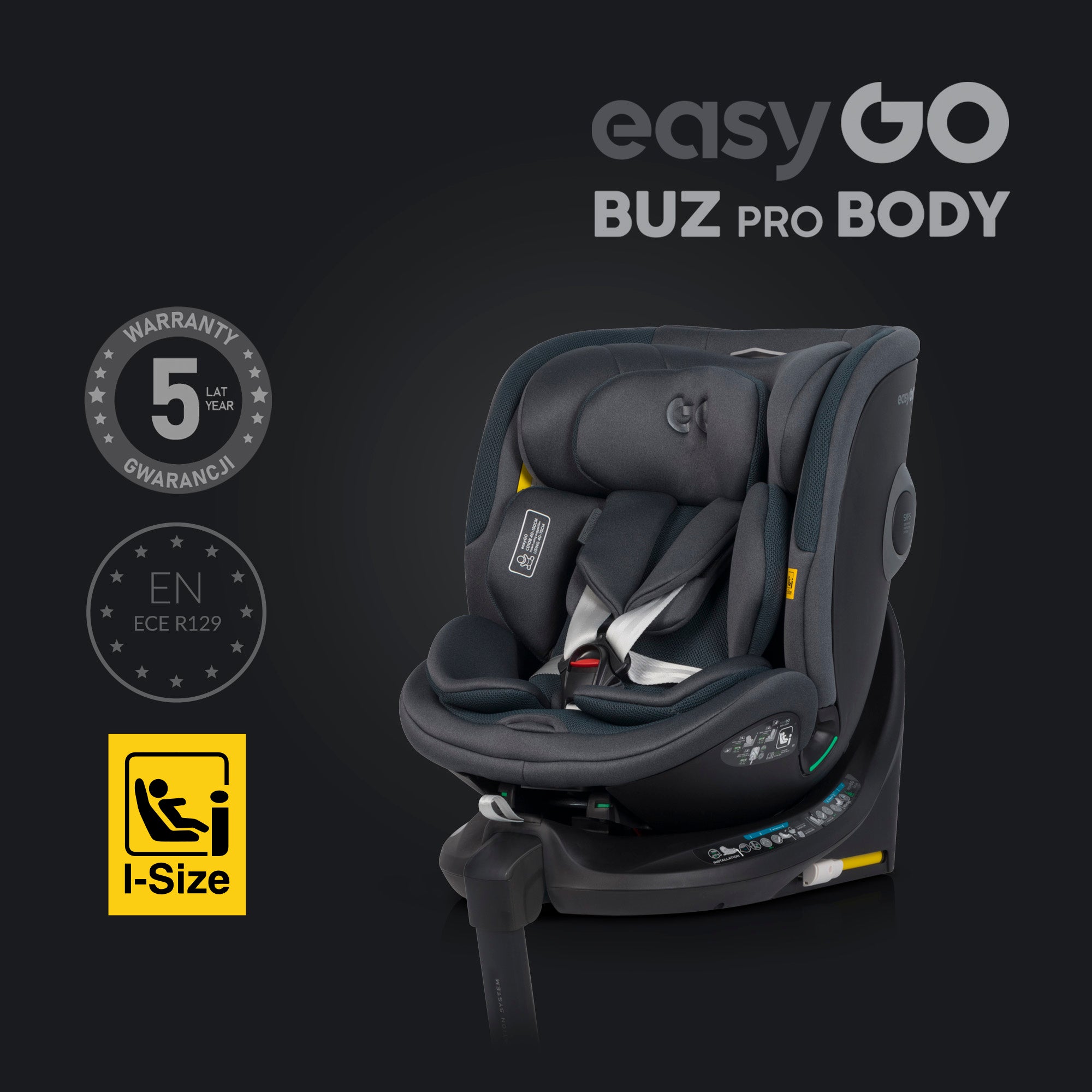 EasyGo Buz Pro + Buz Pro Body 2in1 autósülés szett ISOFIX bázissal – Granito